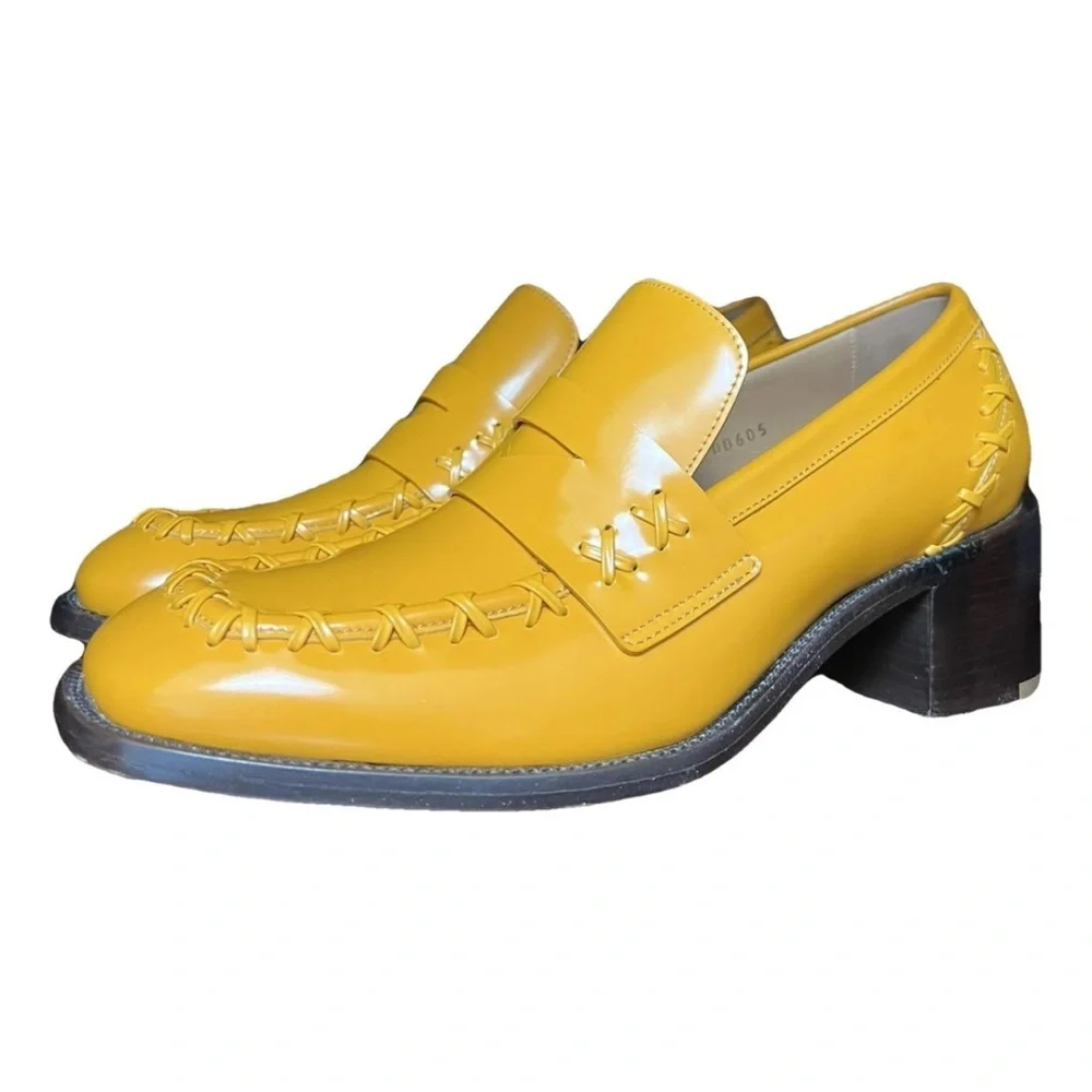 Dries Van Noten Orange Square Toe & Heel Penny Loafer Size 40 - Picture 4 of 17
